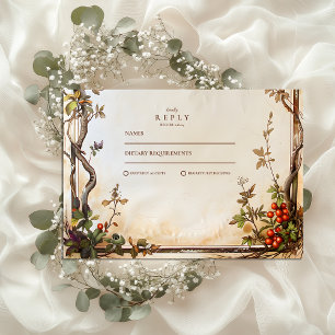 Cartons Réponse Mariage Rustique aux Baies et Branches