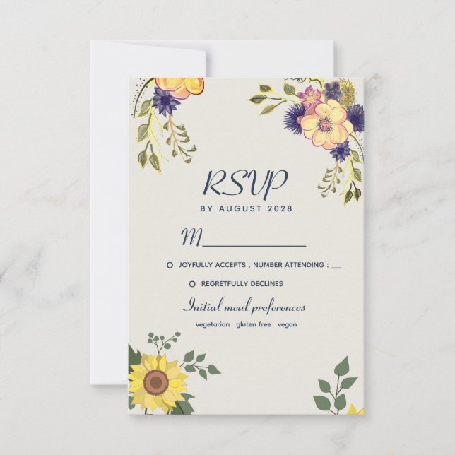 Cartons Réponse Mariage Rustique Boho Watercolor (Devant)