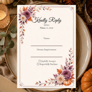 Cartons Réponse Mariage rustique d'automne