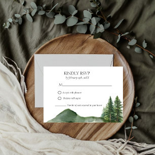 Cartons Réponse Mariage Rustique de la forêt de montagne de bois