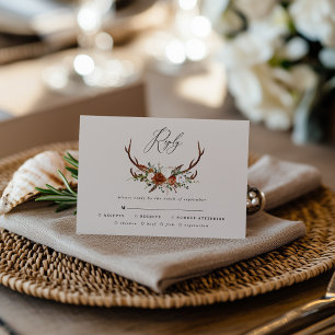 Cartons Réponse Mariage rustique élégant floral rose terracotta en