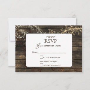 Cartons Réponse Mariage rustique florissant en bois de barnwood RS
