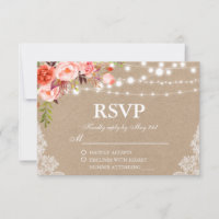 Mariage rustique Kraft Coral Lumières florales RSV
