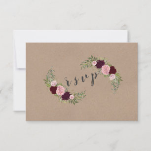 Cartons Réponse Mariage Rustique Marsala Floral Artisanat Papier R