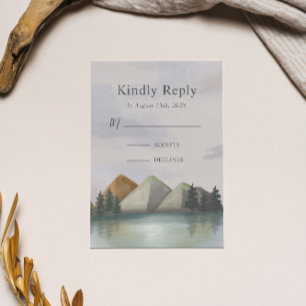 Cartons Réponse Mariage Rustique Mountain & Lake Evergreen