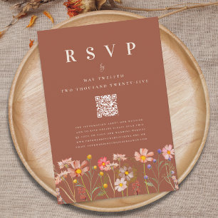 Cartons Réponse Mariage sauvage Boho automne Terracotta Code QR