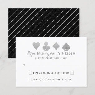 Cartons Réponse Mariage Silver Black Las Vegas Signé Drôle Libellé