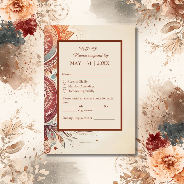 Cartons Réponse mariage simple beige boho chic (Créateur téléchargé)
