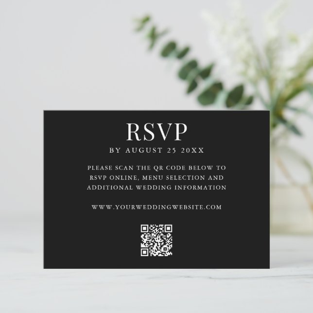 Cartons Réponse Mariage Simple Code QR Moderne (Debout devant)