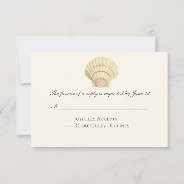Cartons Réponse Mariage simple coquille vintage (Devant)