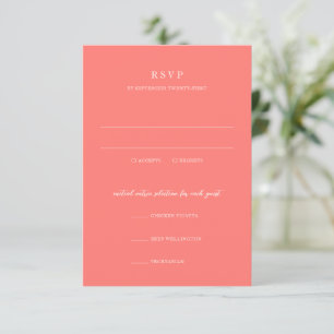Cartons Réponse Mariage Simple Corail Vibrant Moderne