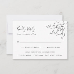 Cartons Réponse Mariage simple Magnolia Floral élégant