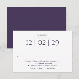 Cartons Réponse Mariage Simple Spécial Date Violet