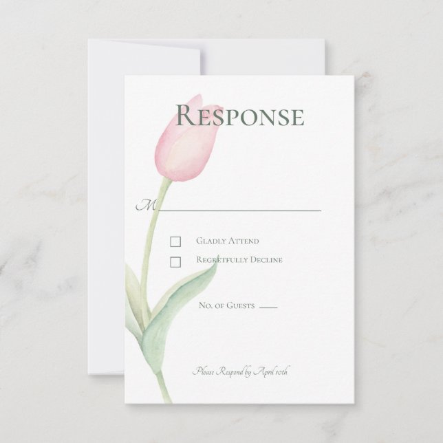 Cartons Réponse Mariage solo Tulip rose (Devant)