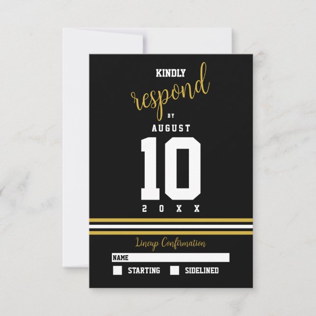 Cartons Réponse Mariage sportif moderne Black Gold (Devant)