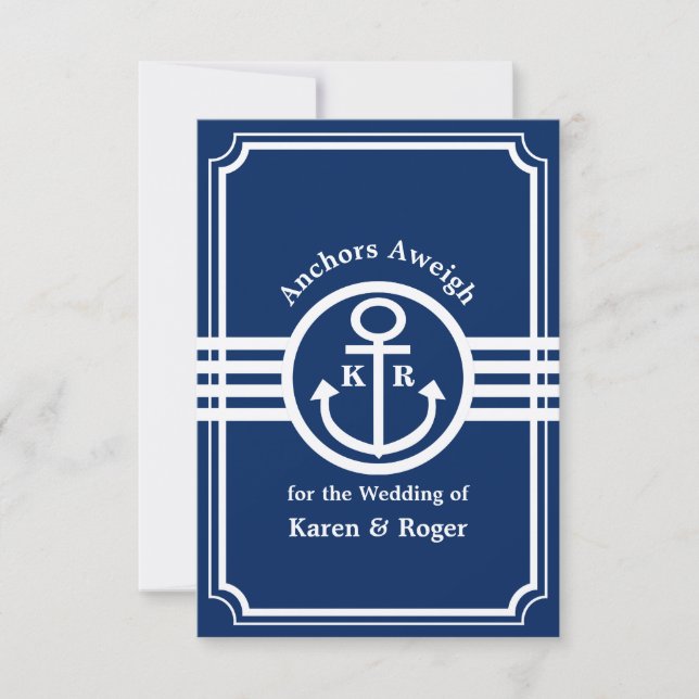 Cartons Réponse Mariage sur un bateau - Ancres Aweigh (Devant)