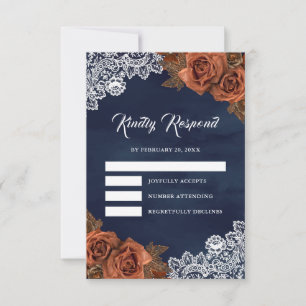 Cartons Réponse Mariage Terreux Terracotta Rose Bleu Marine