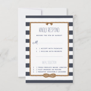 Cartons Réponse Mariage Thème Marin Bleu Nuit & Blanc Aquarelle