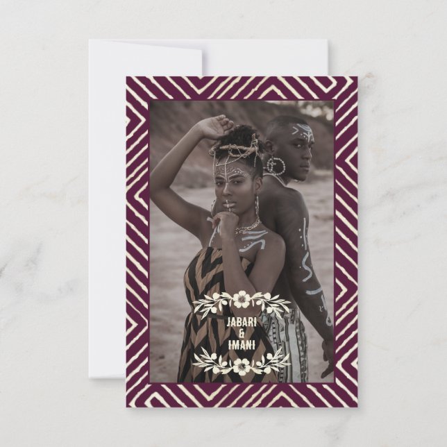 Cartons Réponse Mariage tribal africain de la Bourgogne (Dos)