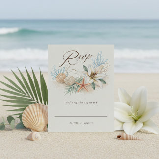 Cartons Réponse Mariage Tropical Bohème sur la Plage