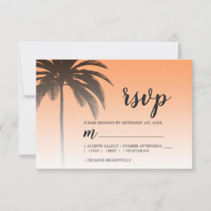 Cartons Réponse Mariage Tropical Palm Tree Orange Beach
