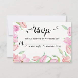 Cartons Réponse Mariage Tulipes d'aquarelle rose