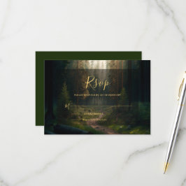 Cartons Réponse Mariage vert de la forêt de pins