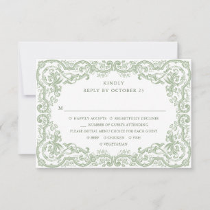 Cartons Réponse Mariage vert de la saison florale de la Renaissanc