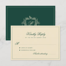 Mariage vert émeraude au monogramme de crête class