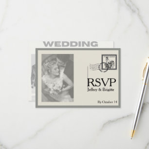 Cartons Réponse mariage vintage de style journal moderne