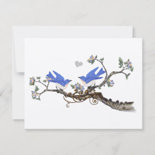 Cartons Réponse Mariage vintage de succursale de floraison Bluebir