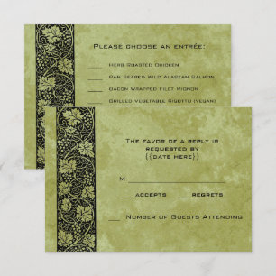 Cartons Réponse Mariage Vintage, Feuilles de vigne victoriennes