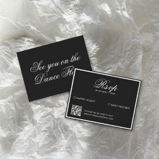 Cartons Réponse Mariage Vintage Luxe Noir Code QR