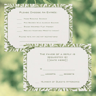 Cartons Réponse Mariage Vintage, Motif de feuilles de saule victor