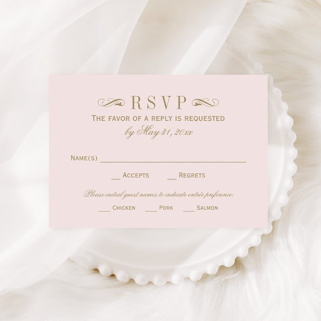 Cartons Réponse Mariage vintage rose et or antique (Créateur téléchargé)