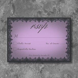 Cartons Réponse Mariage Violet Bordure de Fer Gothique Victorien