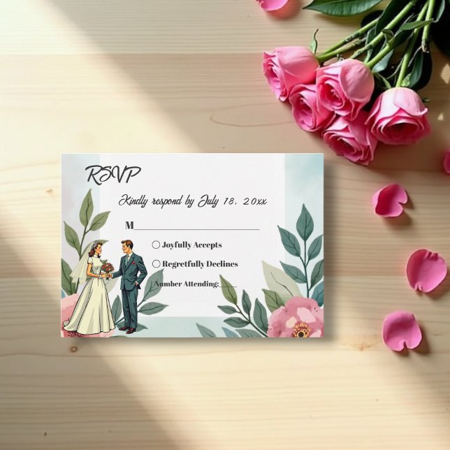 Cartons Réponse Mariée romantique et Mariage d'aquarelle de chambr (Créateur téléchargé)