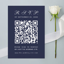Cartons Réponse Marine Blue Big QR Code Simple Calligraphie Mariag