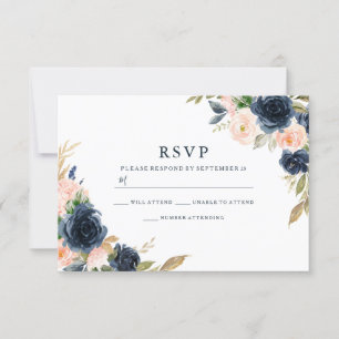 Cartons Réponse Marine & Flore Blush Mariage élégant