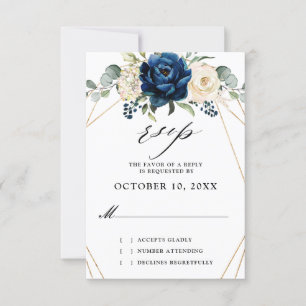 Cartons Réponse Marine Gold White Champagne Ivory Mariage géométri