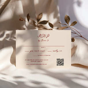 Cartons Réponse Maroon Whimsical Mariage manuscrit