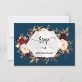 Cartons Réponse Marsala de Bourgogne Floral Mariage géométrique