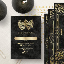 Cartons Réponse Mascarade noire Mascarade Masque élégant Quinceane