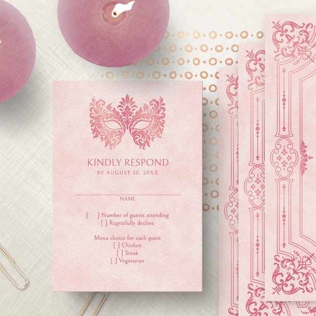 Cartons Réponse Mascarade rose Mascarade Masque élégant Quinceaner (Créateur téléchargé)