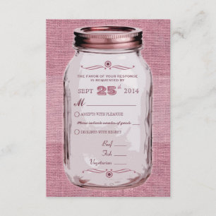 Cartons Réponse Mason Jar Rustique Vintage Look rose Personnalisé 
