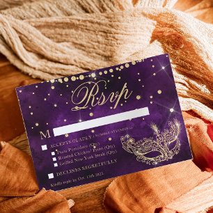 Cartons Réponse Masque de masquerade élégant paillettes violet or