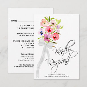 Cartons Réponse Merci de répondre Pansy Fleurs sauvages Mariage Bo