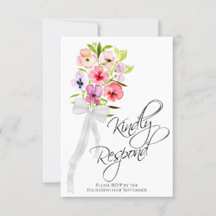 Cartons Réponse Merci de répondre Pansy Fleurs sauvages Mariage Bo