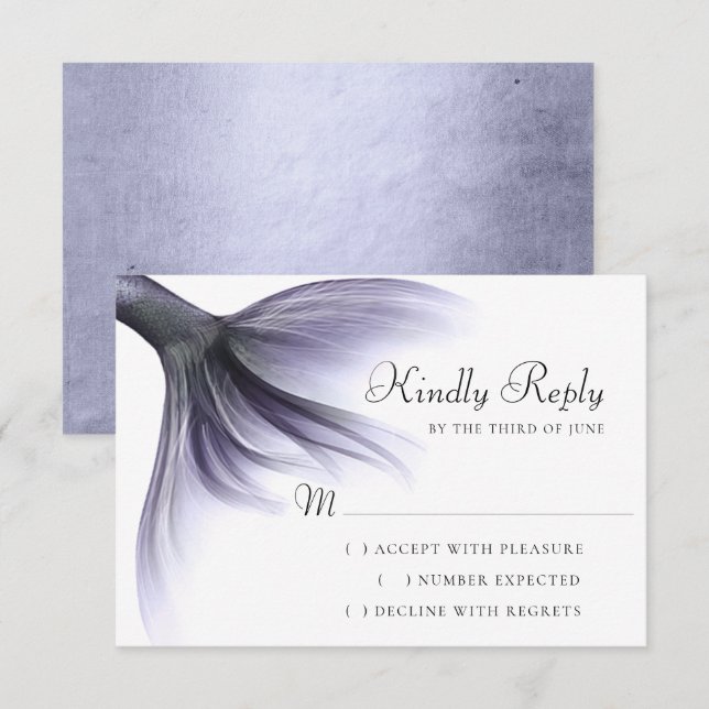 Cartons Réponse Mermaid Chic Tail | Dusty Lavender Purple Sheen (Devant / Derrière)