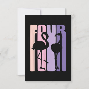 Cartons Réponse Mignon 4e cadeau d'anniversaire I Flamant rose I 4